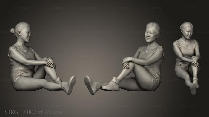 Figurines of girls (Sport Woman Lady Girl sitting, STKGL_4807) 3D models for cnc