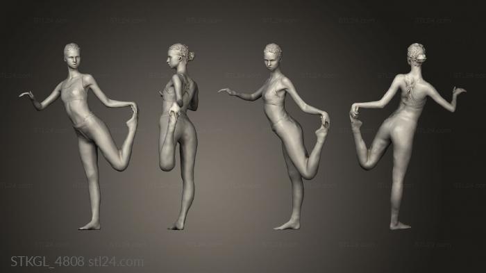 Figurines of girls (Sport Woman Lady Girl Sporty practicing gymnastics, STKGL_4808) 3D models for cnc