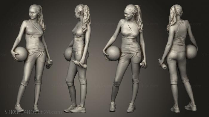 Figurines of girls (Sport Woman Lady Girl with Ball, STKGL_4810) 3D models for cnc