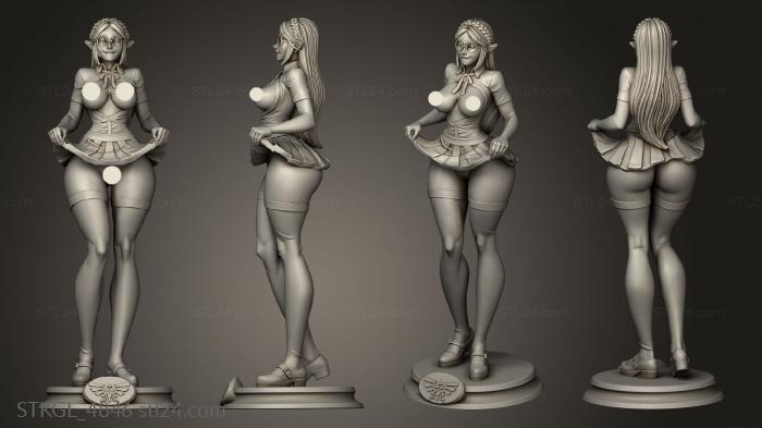 Figurines of girls (Zelda long hair with glasses, STKGL_4846) 3D models for cnc