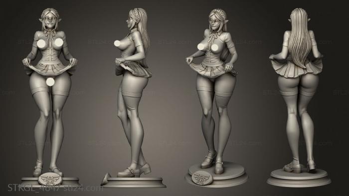 Figurines of girls (Zelda long hair with glasses, STKGL_4847) 3D models for cnc