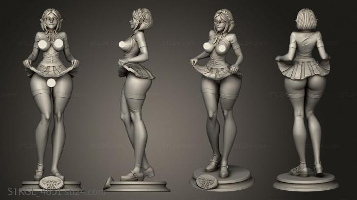 Figurines of girls (Zelda short hair with glasses, STKGL_4851) 3D models for cnc