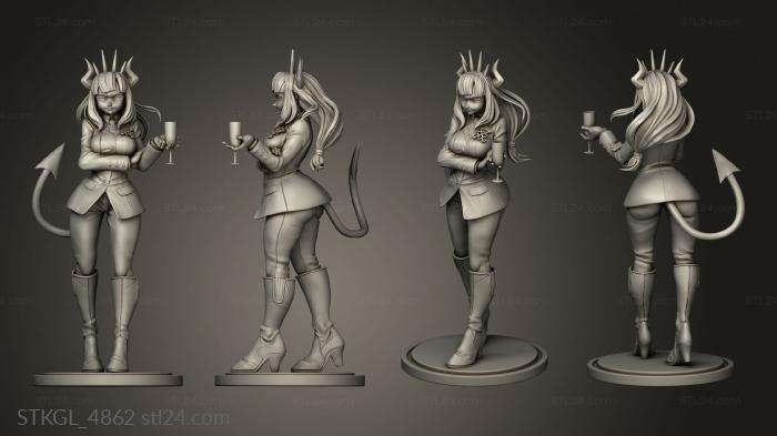 Figurines of girls (Suit Lucifer Back hair, STKGL_4862) 3D models for cnc
