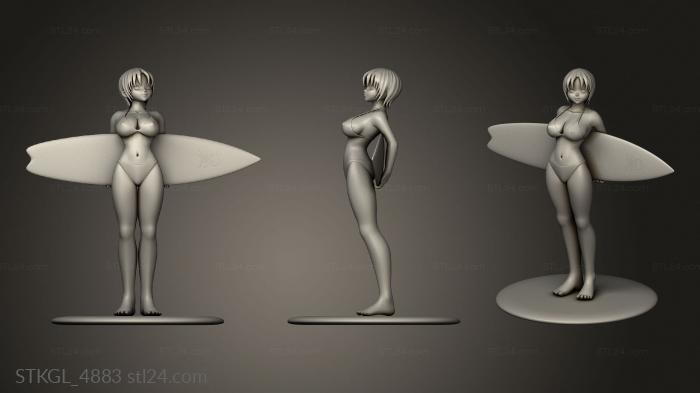 Figurines of girls (Surf Girl, STKGL_4883) 3D models for cnc