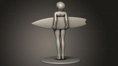 Figurines of girls (Surf Girl, STKGL_4883) 3D models for cnc