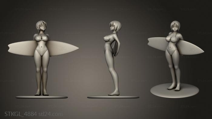 Figurines of girls (Surf Girl, STKGL_4884) 3D models for cnc