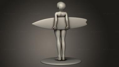 Figurines of girls (Surf Girl, STKGL_4884) 3D models for cnc