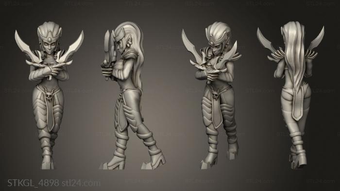 Figurines of girls (assassin with daggers, STKGL_4898) 3D models for cnc