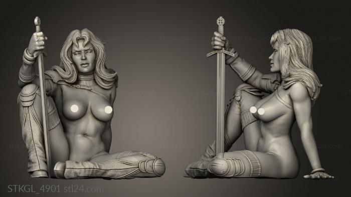 Figurines of girls (taarna heavy metal NAKED, STKGL_4901) 3D models for cnc