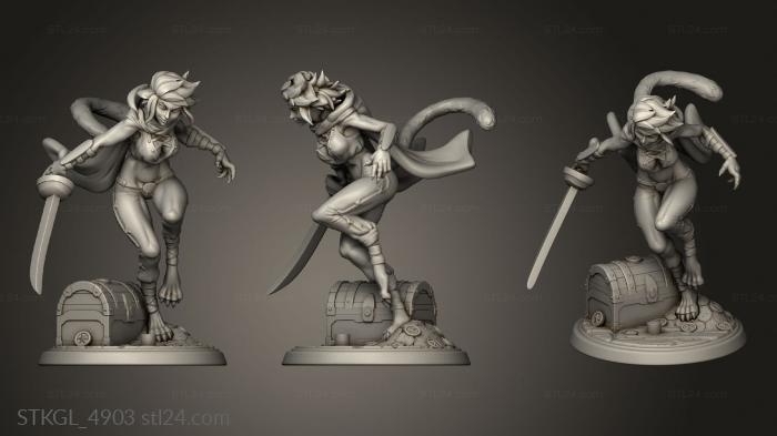 Figurines of girls (Tabaxi Hero Tier Catgirl Rogue, STKGL_4903) 3D models for cnc