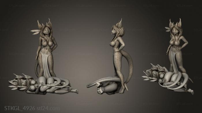 Figurines of girls (Tenside Dragon Cat Drag, STKGL_4926) 3D models for cnc
