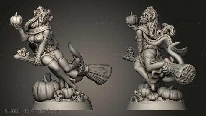 Figurines of girls (THROWBACK TIEFLING WITCH VVM, STKGL_4974) 3D models for cnc