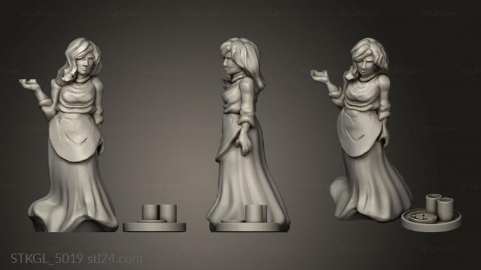 Figurines of girls (townsfolk starter tavern server, STKGL_5019) 3D models for cnc