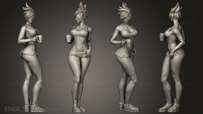 Figurines of girls (Tracer goes to the gym WIP, STKGL_5022) 3D models for cnc