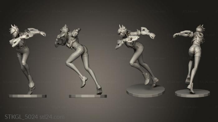 Figurines of girls (Tracer Overwatch with clothes, STKGL_5024) 3D models for cnc