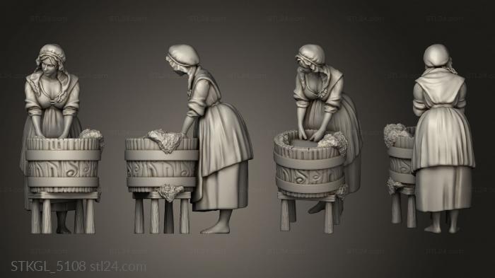 Figurines of girls (Village Villager Washerwoman, STKGL_5108) 3D models for cnc