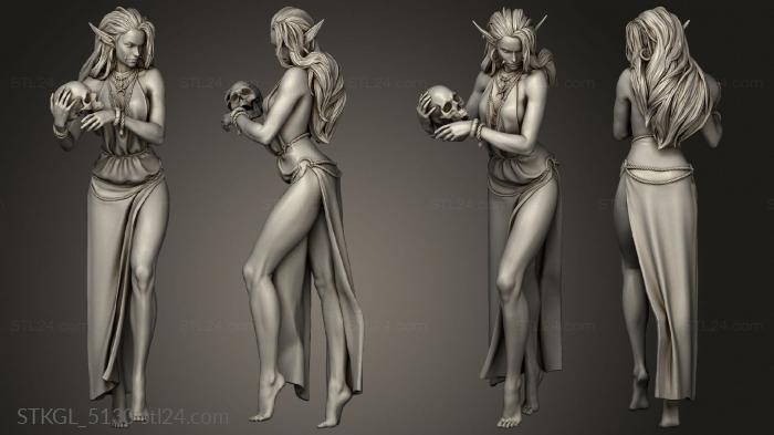 Figurines of girls (White Werewolf Tavern Leandria the Necromancer Necromant, STKGL_5130) 3D models for cnc