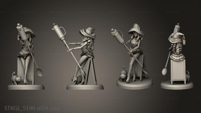 Figurines of girls (Witch Cafe Girl Fantasy World, STKGL_5148) 3D models for cnc