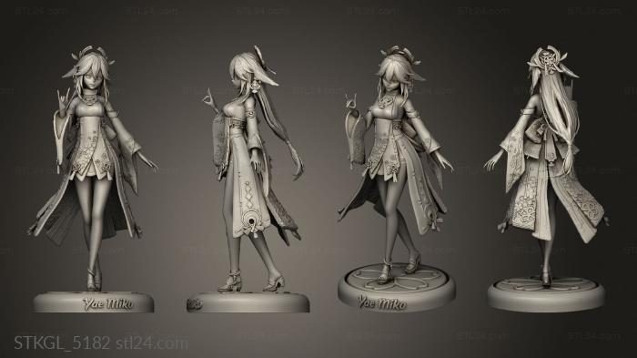 Figurines of girls (Yae Miko Genshin Impact, STKGL_5182) 3D models for cnc