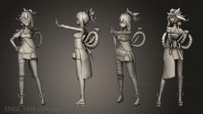 Figurines of girls (Yoimiya Genshin Impact, STKGL_5194) 3D models for cnc