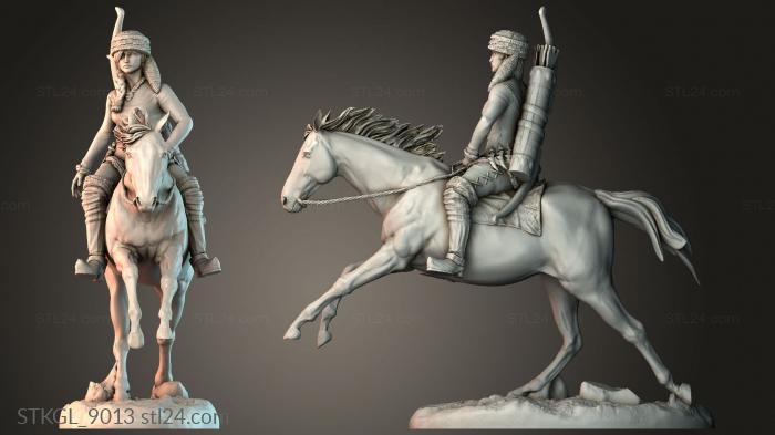 Female trapper on horseback 3d STL model