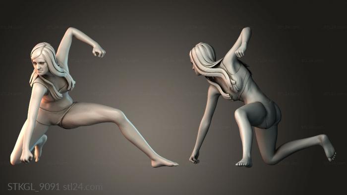 Woman practicing martial arts 3d STL model