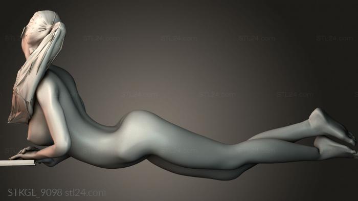 Girl lying down reading a book 3d STL model