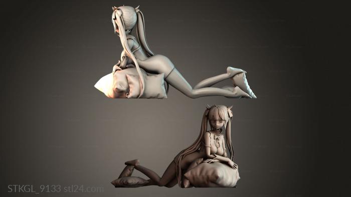 Figurines of girls (Miss Hestia and pillow, STKGL_9133) 3D models for cnc
