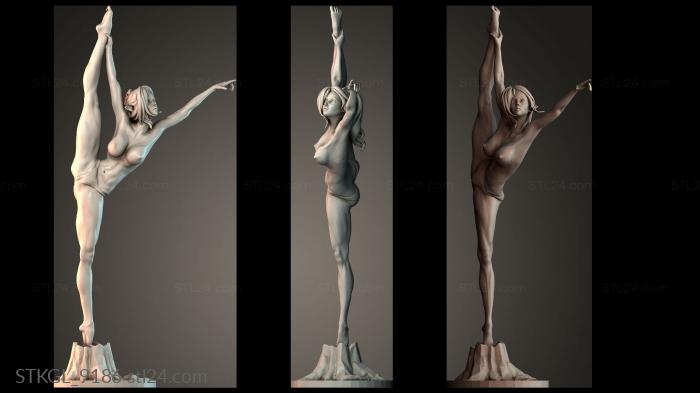 Girl dancing on a tree stump 3d STL model