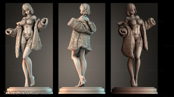 Girl in fur coat 3d STL model