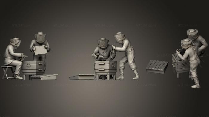 Статуэтки люди (Пасека и пчеловоды, STKH_0204) 3D модель для ЧПУ станка