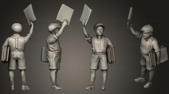 Figurines of people (boy newspaper distributor, STKH_0208) 3D models for cnc