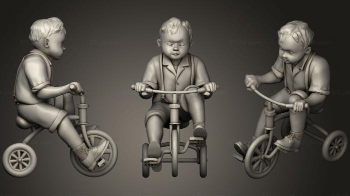 Статуэтки люди (Дети на велосипедах3, STKH_0211) 3D модель для ЧПУ станка