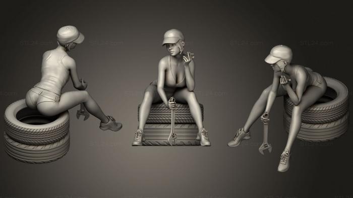Figurines of people (Girl Car Mechanic, STKH_0281) 3D models for cnc