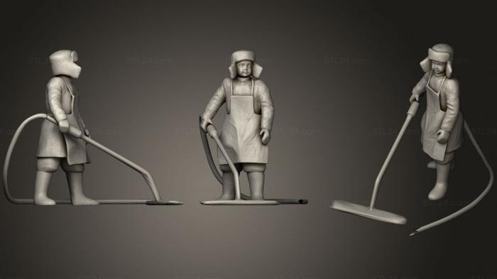 Статуэтки люди (Парень в зимнем пальто и с пылесосом 29, STKH_0285) 3D модель для ЧПУ станка