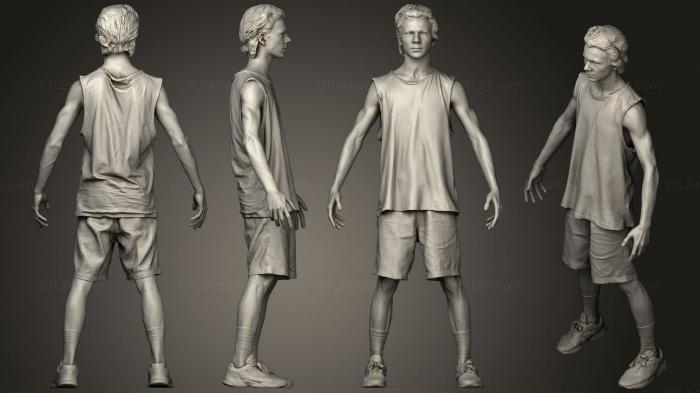 Статуэтки люди (Младший Мальчик в Майке и Пальмовых Рубашках, STKH_0288) 3D модель для ЧПУ станка