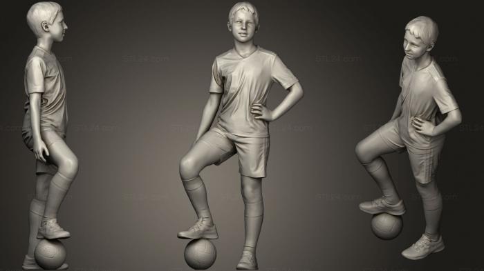 Статуэтки люди (Юный футболист с мячом 5, STKH_0291) 3D модель для ЧПУ станка