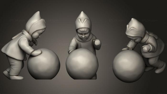 Статуэтки люди (Малыш лепит большой снежок, STKH_0299) 3D модель для ЧПУ станка