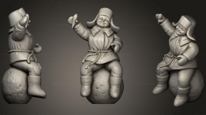Статуэтки люди (Мальчик седящий на снежке с морковкой в руках, STKH_0329) 3D модель для ЧПУ станка