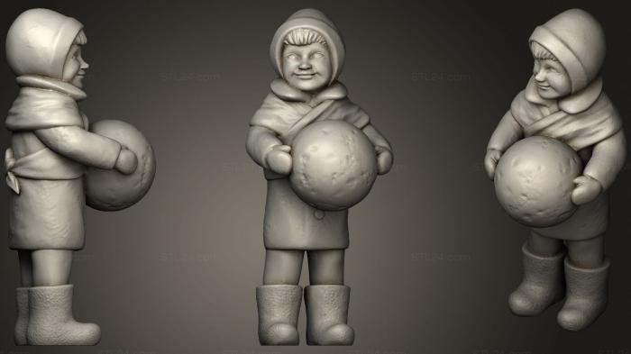 Статуэтки люди (Улыбающийся мальчик с большим снежком 57, STKH_0339) 3D модель для ЧПУ станка