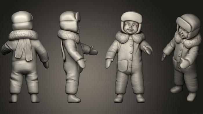 Статуэтки люди (Малыш в синем костюме и зимней шапке 36, STKH_0352) 3D модель для ЧПУ станка