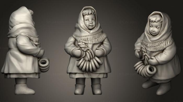 Статуэтки люди (Маленькая девочка с сушками 24, STKH_0364) 3D модель для ЧПУ станка