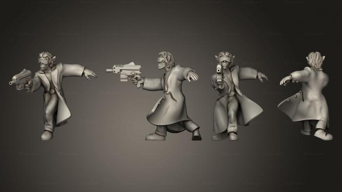 Figurines of people (Cyberwars Elf Male Bodyguard Reacting, STKH_0483) 3D models for cnc