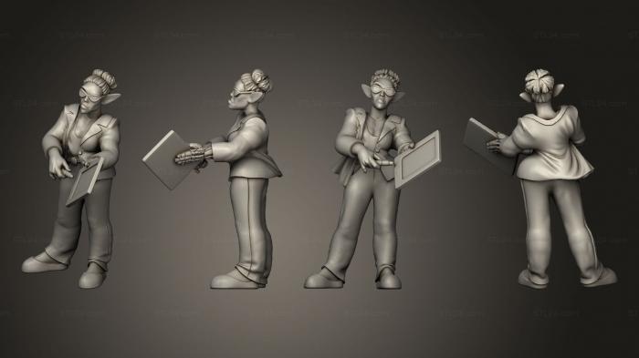Статуэтки люди (Кибервойны Женщины- Эльфа, Измученного Бухгалтера, STKH_0490) 3D модель для ЧПУ станка