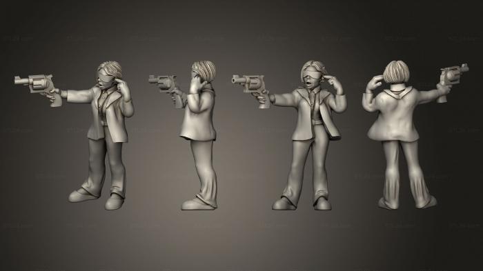 Figurines of people (Cyberwars Female Human Security Reacting, STKH_0493) 3D models for cnc