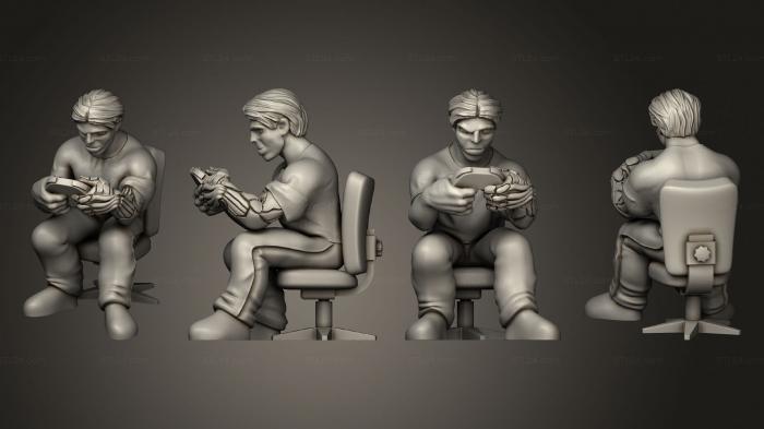 Статуэтки люди (Кибервойны Мужчина-Такелажник Сидит, STKH_0509) 3D модель для ЧПУ станка