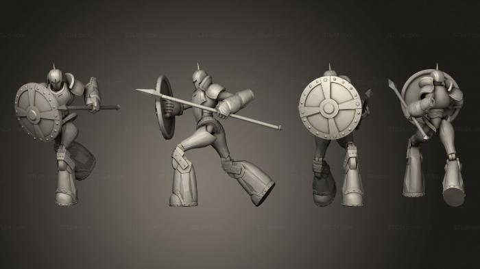 Figurines of people (Gear town Construct Guard Spear Shield Large, STKH_0654) 3D models for cnc