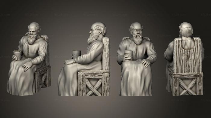Figurines of people (Male Townsfolk Sitting 1 With Mug Mini, STKH_0760) 3D models for cnc