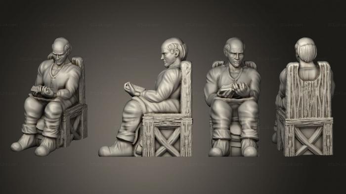 Figurines of people (Male Townsfolk Sitting With Book Mini, STKH_0761) 3D models for cnc