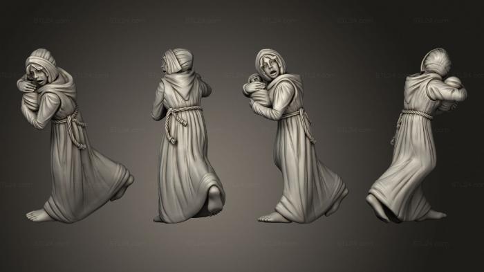 Статуэтки люди (Средневековая Деревенская женщина с ребенком, STKH_0800) 3D модель для ЧПУ станка